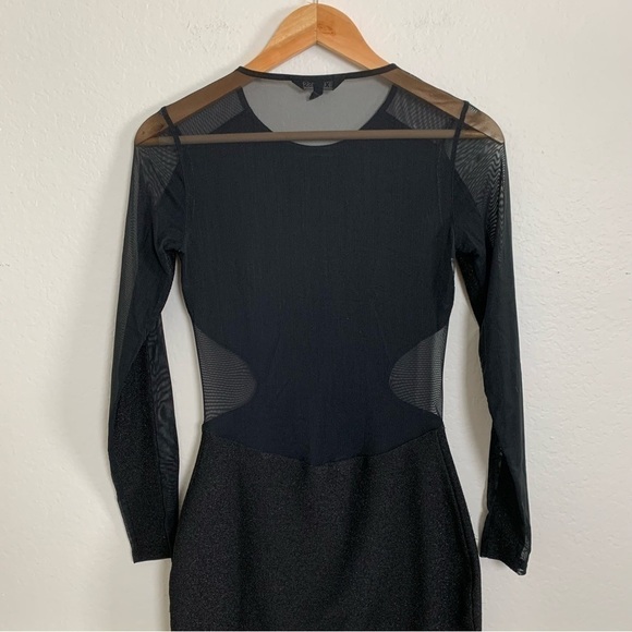 Express Shimmer Cut Out Bodycon Mesh Low Back Dress - Picture 7 of 17